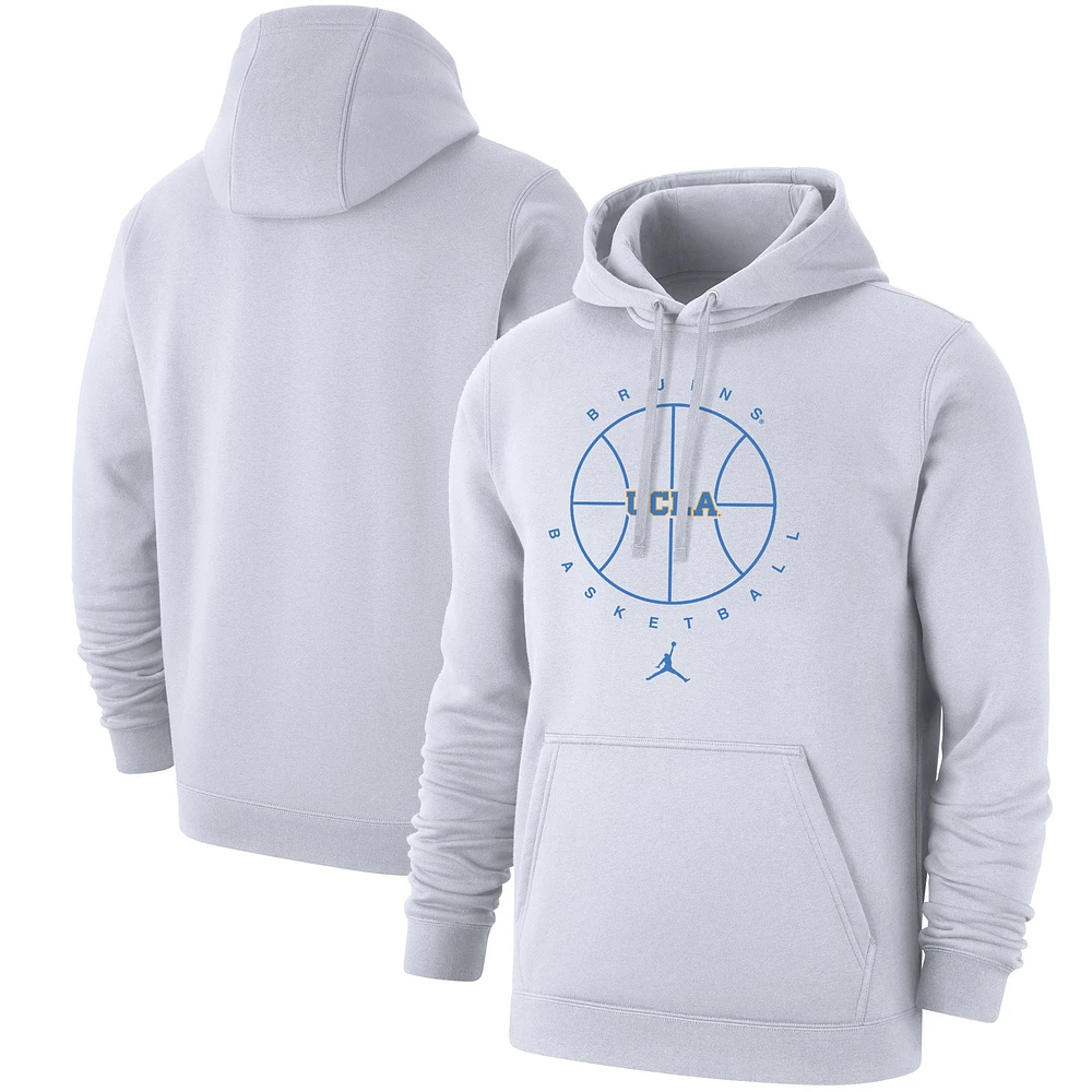 Men's Jordan Brand White UCLA Bruins Basketball Icon Club Fleece Pullover Hoodie