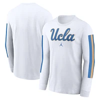 T-shirt à manches longues blanc Jordan Brand pour homme avec slogan Local Spirit des Bruins de l'UCLA