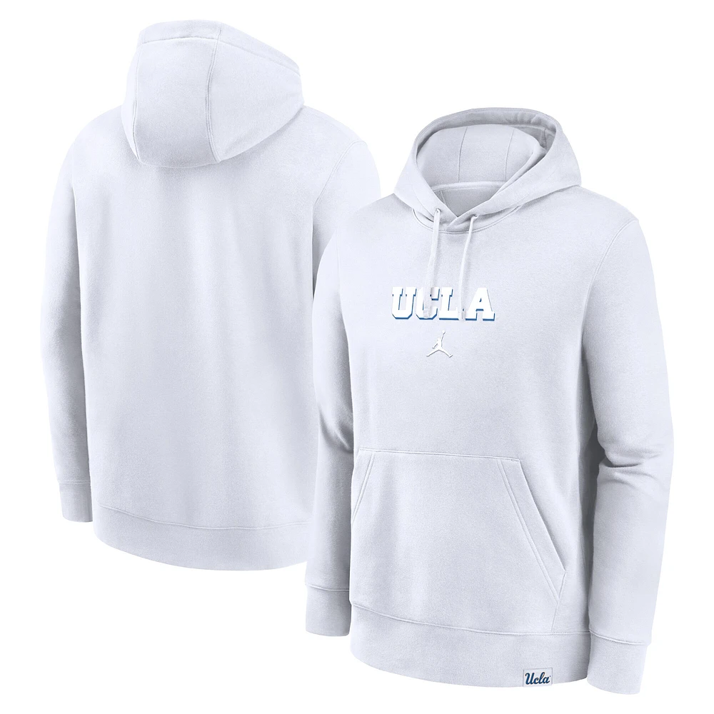 Sweat à capuche Jordan Brand blanc UCLA Bruins Statement Wordmark Lockup pour homme