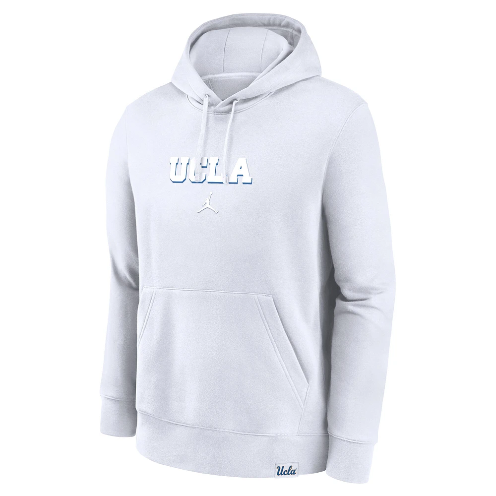 Sweat à capuche Jordan Brand blanc UCLA Bruins Statement Wordmark Lockup pour homme
