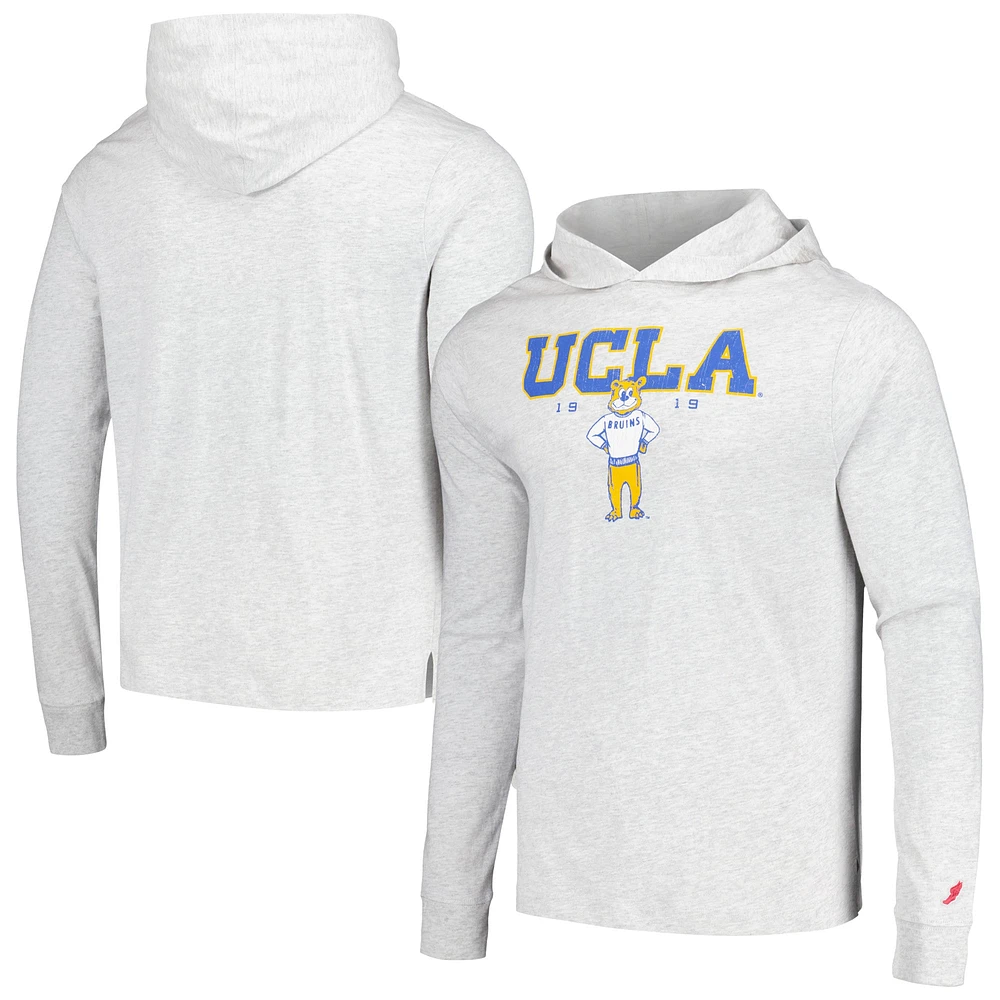 League Collegiate Wear Ash UCLA Bruins Team Stack Tumble T-shirt à capuche manches longues pour hommes