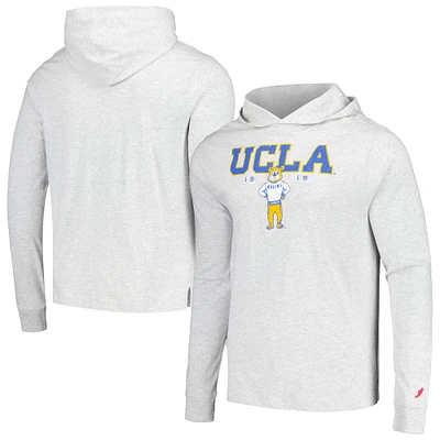 Men's League Collegiate Wear Ash UCLA Bruins Team Stack Tumble Long Sleeve Hooded T-Shirt