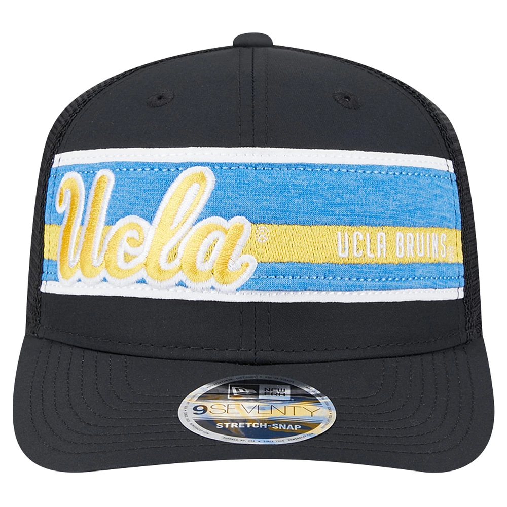 Casquette ajustable extensible à boutons-pression rayée 9SEVENTY Trucker UCLA Bruins noire/bleue New Era pour homme