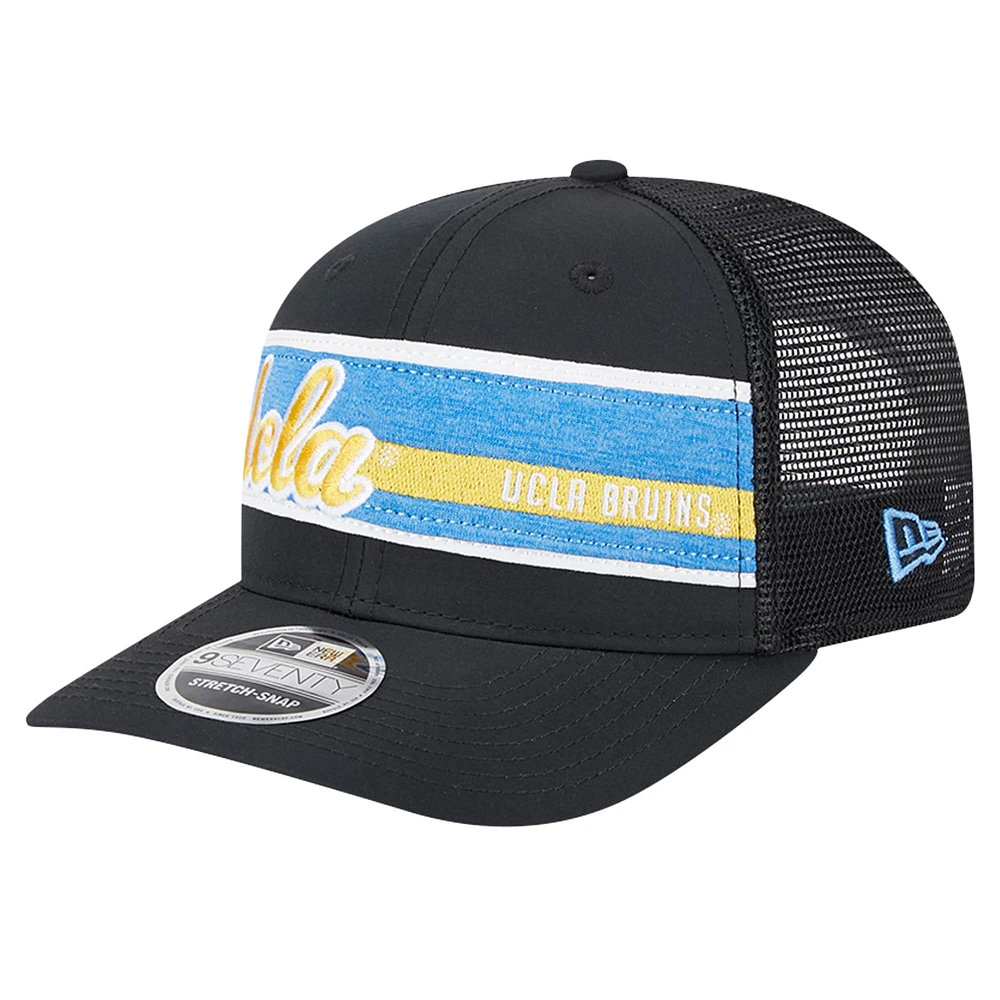 Men's New Era Black/Blue UCLA Bruins Striped 9SEVENTY Trucker Stretch-Snap Adjustable Hat