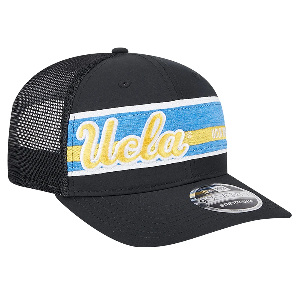 Casquette ajustable extensible à boutons-pression rayée 9SEVENTY Trucker UCLA Bruins noire/bleue New Era pour homme