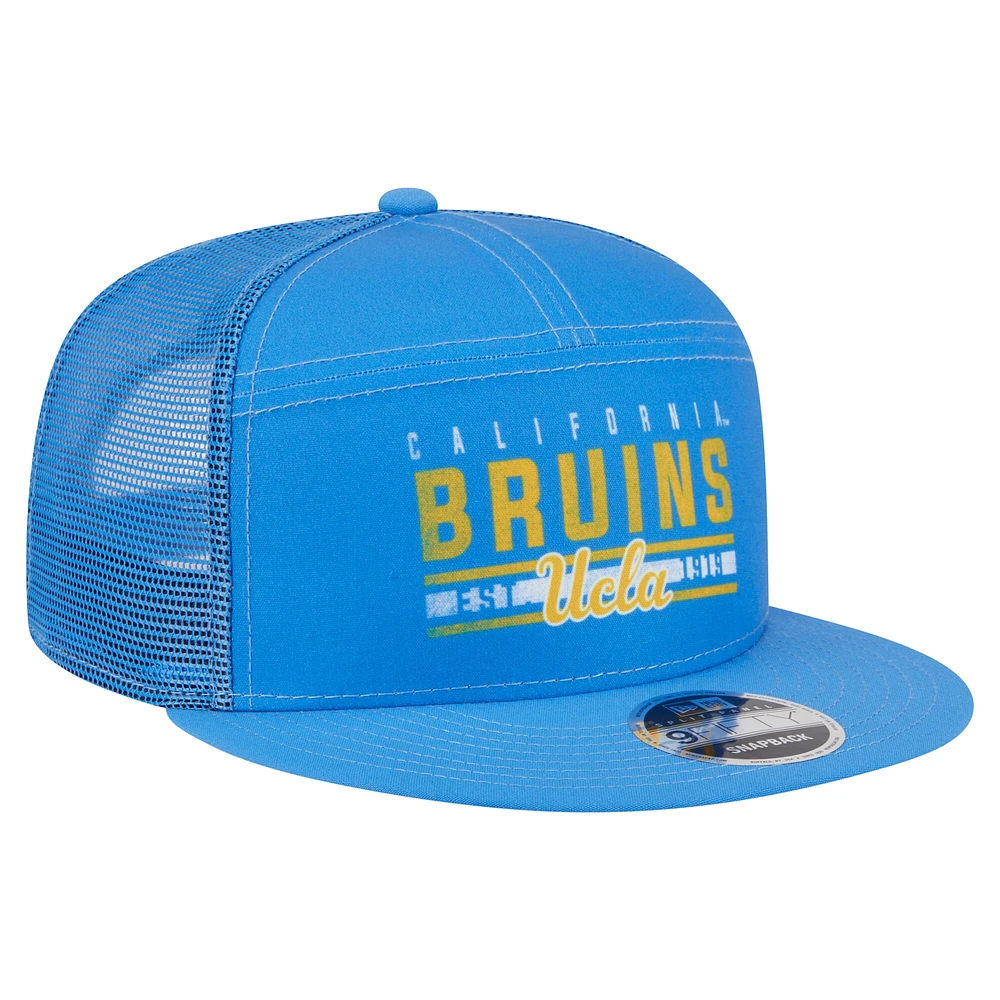 Casquette camionneur New Era bleue à panneau fendu 9FIFTY Snapback des Bruins de l'UCLA pour homme