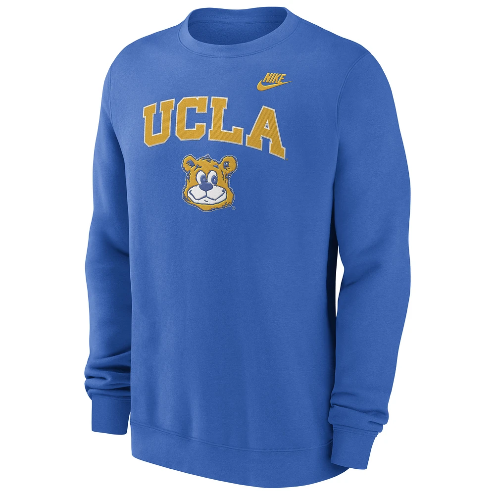 Men's Nike Blue UCLA Bruins Legacy Classic Tackle Twill Embroidered Arch Over Logo Pullover Sweatshirt