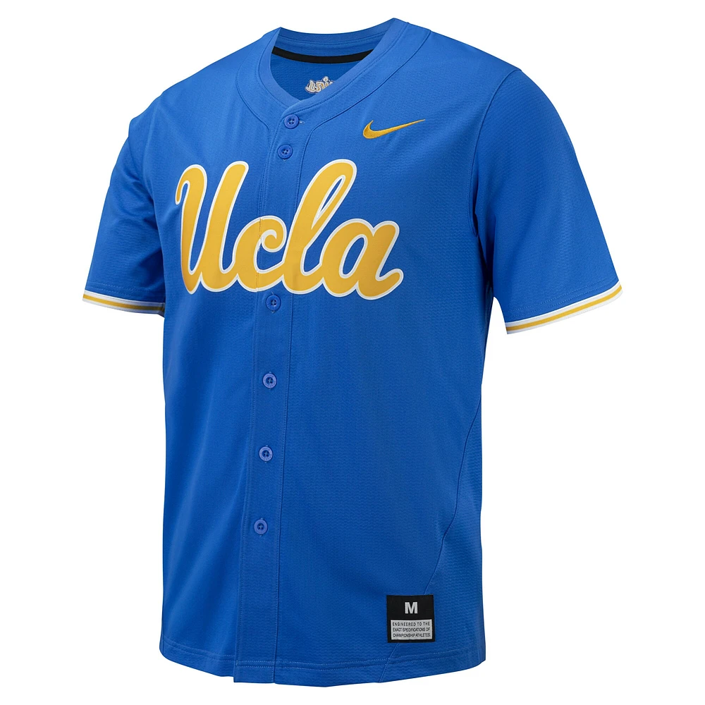 Maillot de baseball réplique à bouton intégral Nike bleu UCLA Bruins pour homme