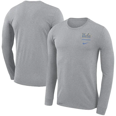 Men's Nike Gray UCLA Bruins Logo Stack Legend Performance Long Sleeve T-Shirt