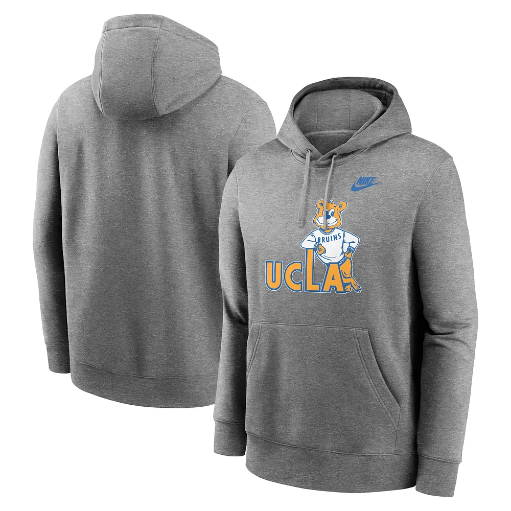 Sweat à capuche en polaire Nike Heather Grey UCLA Bruins Legacy Logo Club pour homme