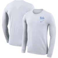 Men's Nike White UCLA Bruins Logo Stack Legend Performance Long Sleeve T-Shirt