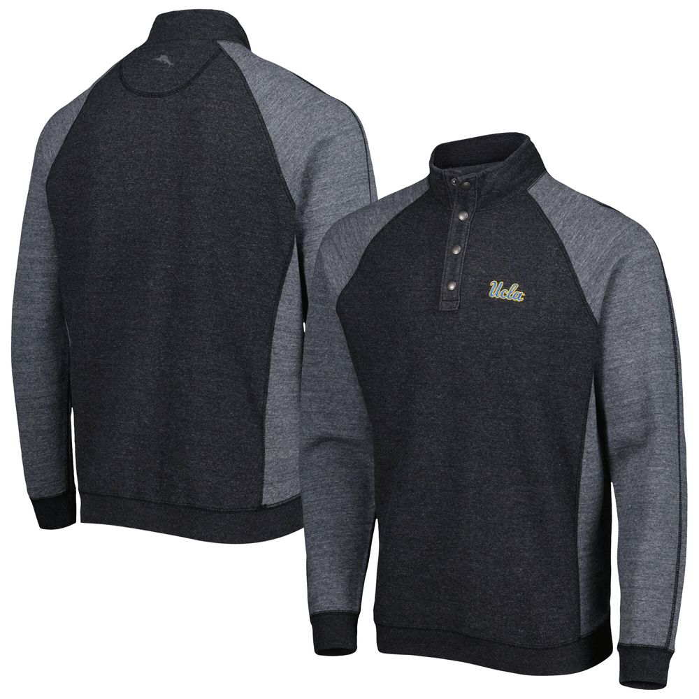 Men's Tommy Bahama Black UCLA Bruins Sport Scrimmage Snap Mock Neck Raglan Button-Up Jacket