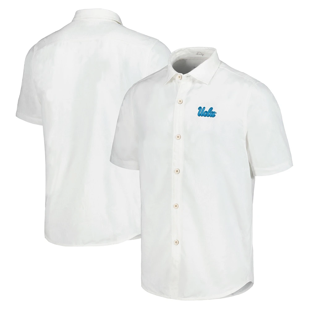 Men's Tommy Bahama White UCLA Bruins Coconut Point Palm Vista IslandZone Camp Button-Up Shirt