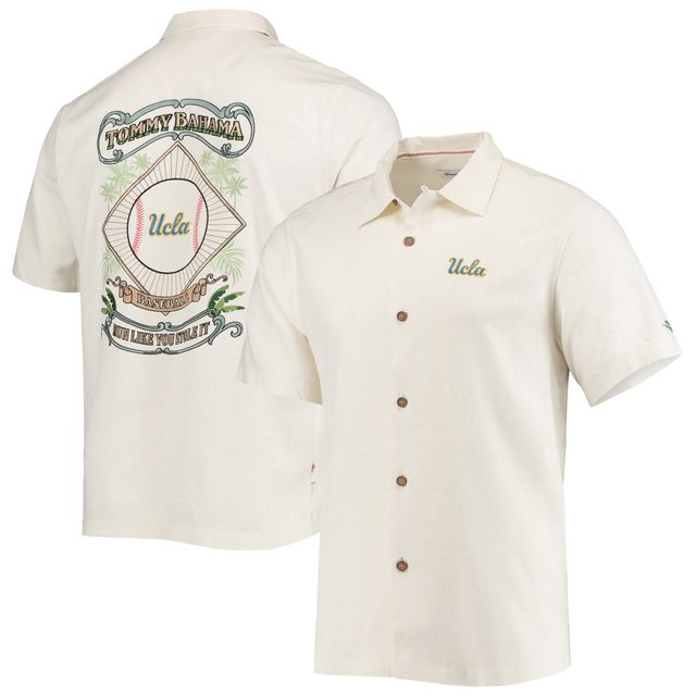 Chemise boutonnée Tommy Bahama blanche UCLA Bruins Run Like You Stole It Camp pour hommes