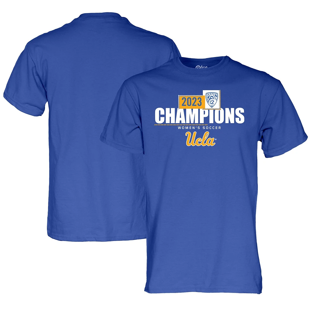 T-shirt unisexe bleu 84 UCLA Bruins 2023 Pac-12 pour femmes, champions de la saison régulière football, vestiaire