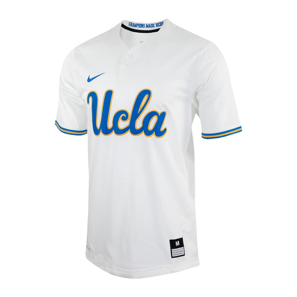 Maillot de softball unisexe Nike UCLA Bruins à deux boutons blanc