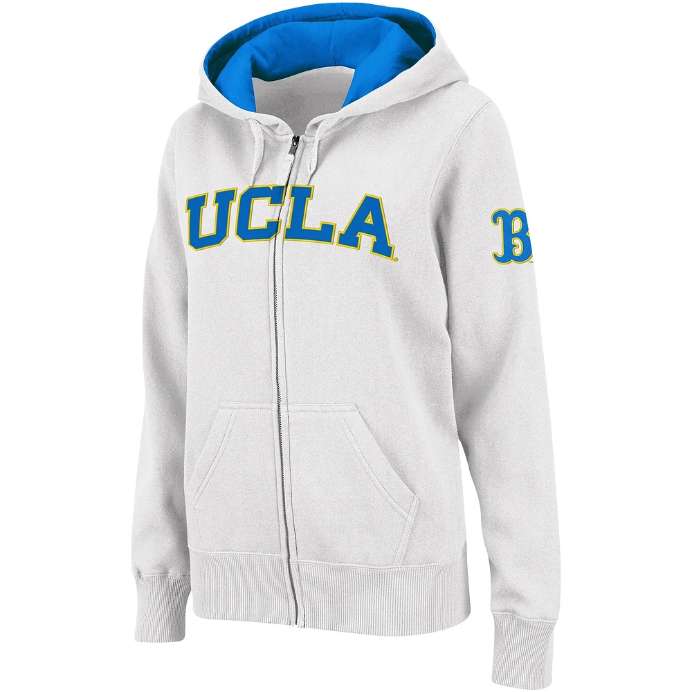 Sweat à capuche entièrement zippé Colosseum White UCLA Bruins Arched Name pour femmes