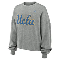 Women's Jordan Brand Heather Gray UCLA Bruins Essential Fleece Oversized Logo Pullover Sweatshirt