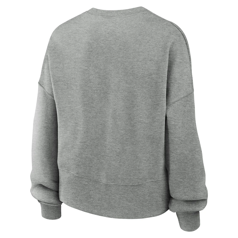 Women's Jordan Brand Heather Gray UCLA Bruins Essential Fleece Oversized Logo Pullover Sweatshirt
