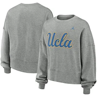 Women's Jordan Brand Heather Gray UCLA Bruins Essential Fleece Oversized Logo Pullover Sweatshirt