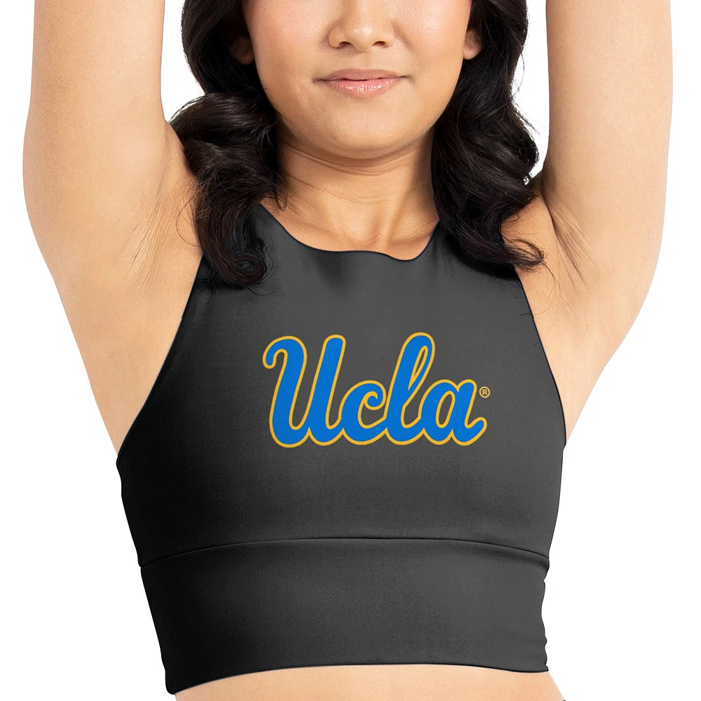 Ensemble soutien-gorge et leggings mi-longs doux au beurre noir UCLA Bruins de marque Kadi pour femmes