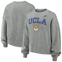 Sweat-shirt en molleton surdimensionné à col rond et manches longues Nike Heather Grey UCLA Bruins Legacy pour femme