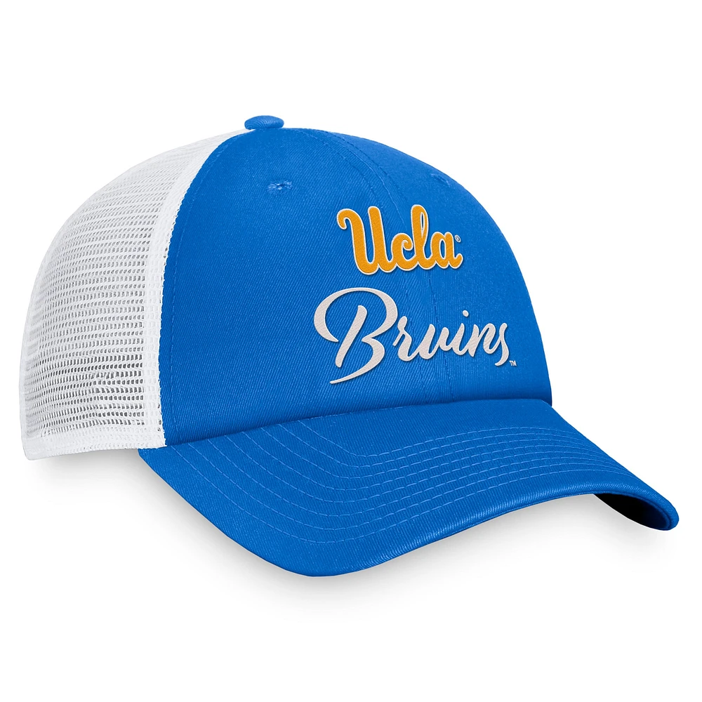 Casquette réglable Top of the World bleu/blanc UCLA Bruins Charm Trucker pour femmes