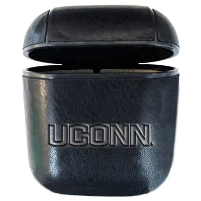 UConn Huskies Faux Leather Airpods Case - Black