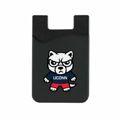 UConn Huskies Mascot Top Loading Faux Leather Phone Wallet Sleeve - Black