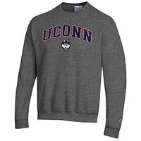 Men's Champion  Heather Charcoal UConn Huskies Arch Over Logo Pullover Sweatshirt