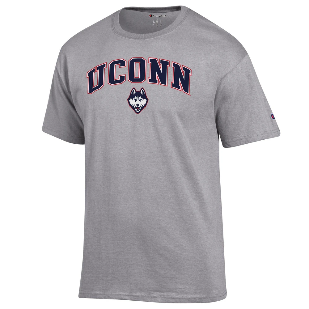 Men's Champion  Heather Gray UConn Huskies Arched Logo T-Shirt