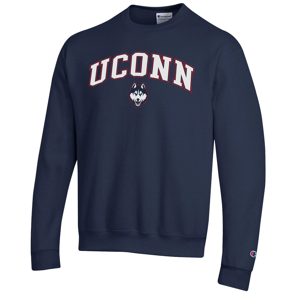 Men's Champion  Navy UConn Huskies Arch Over Logo Pullover Sweatshirt