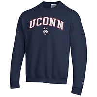 Men's Champion  Navy UConn Huskies Arch Over Logo Pullover Sweatshirt