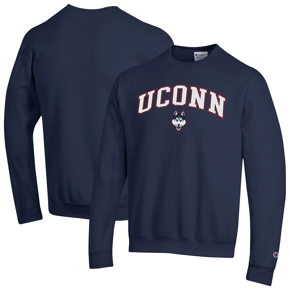 Men's Champion Navy UConn Huskies Arch Over Logo Pullover Sweatshirt