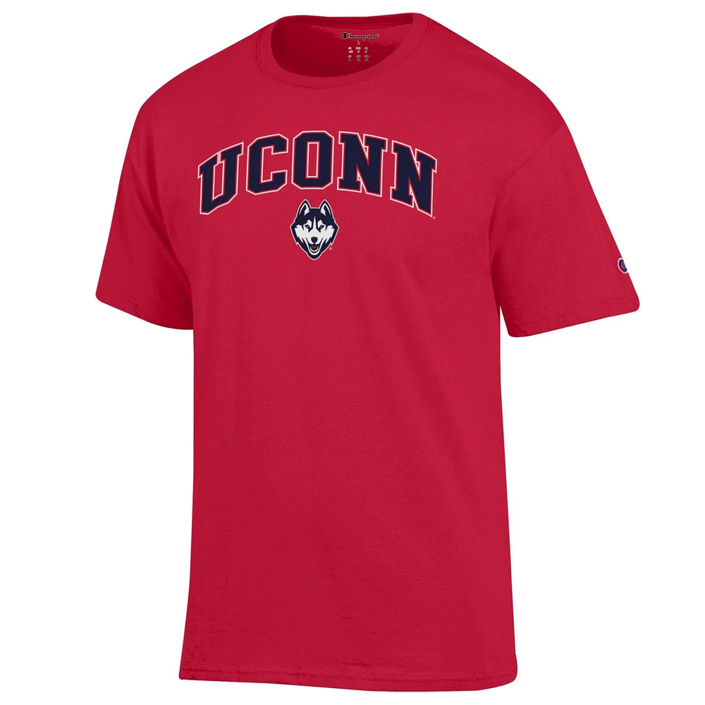 Men's Champion  Scarlet UConn Huskies Arch Over Logo T-Shirt