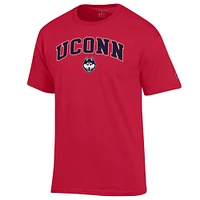 Men's Champion  Scarlet UConn Huskies Arch Over Logo T-Shirt