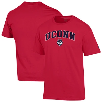 Men's Champion  Scarlet UConn Huskies Arch Over Logo T-Shirt