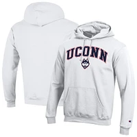 Sweat à capuche en polaire avec logo arqué Champion White UConn Huskies pour homme