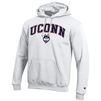 Sweat à capuche en polaire avec logo arqué Champion White UConn Huskies pour homme