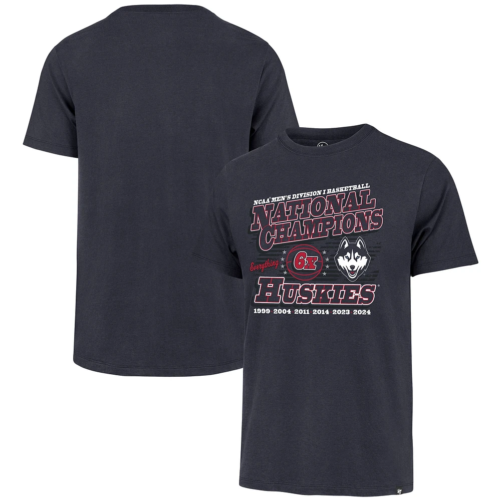 T-shirt Franklin avec slogan des champions nationaux de basket-ball masculin la NCAA pour hommes '47 Navy UConn Huskies à six reprises