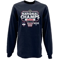 Men's Blue 84  Navy UConn Huskies 2025 NCAA Women's Basketball National Champions Bracket Long Sleeve T-Shirt
