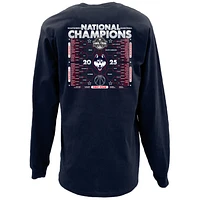Men's Blue 84  Navy UConn Huskies 2025 NCAA Women's Basketball National Champions Bracket Long Sleeve T-Shirt