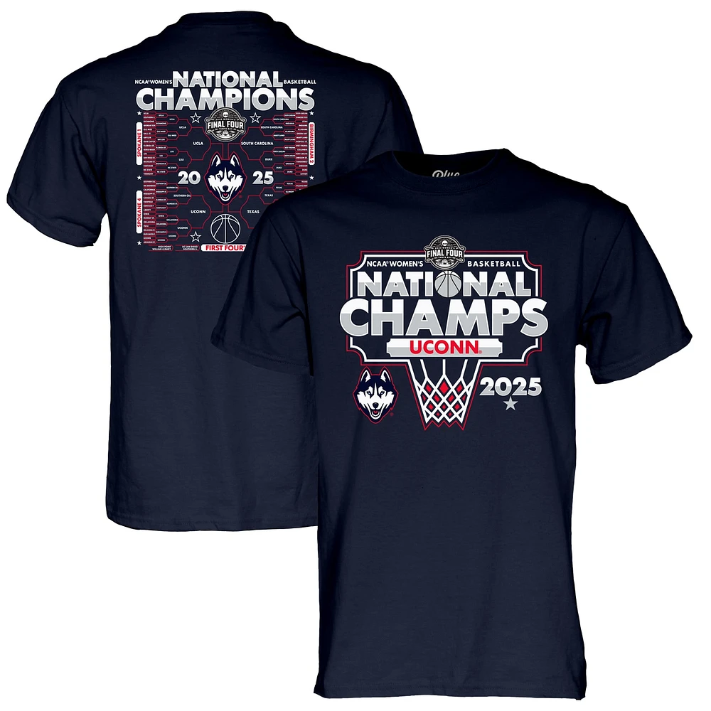T-shirt bleu marine 84 UConn Huskies pour homme, championnat national de basketball féminin NCAA 2025