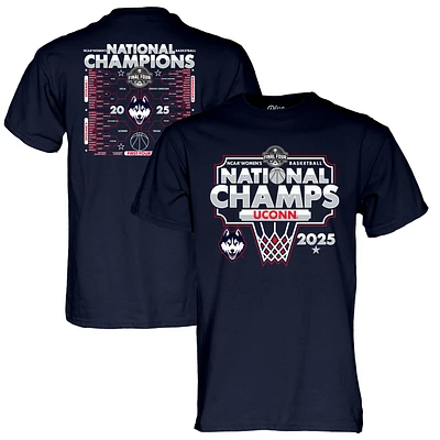 T-shirt bleu marine 84 UConn Huskies pour homme, championnat national de basketball féminin NCAA 2025