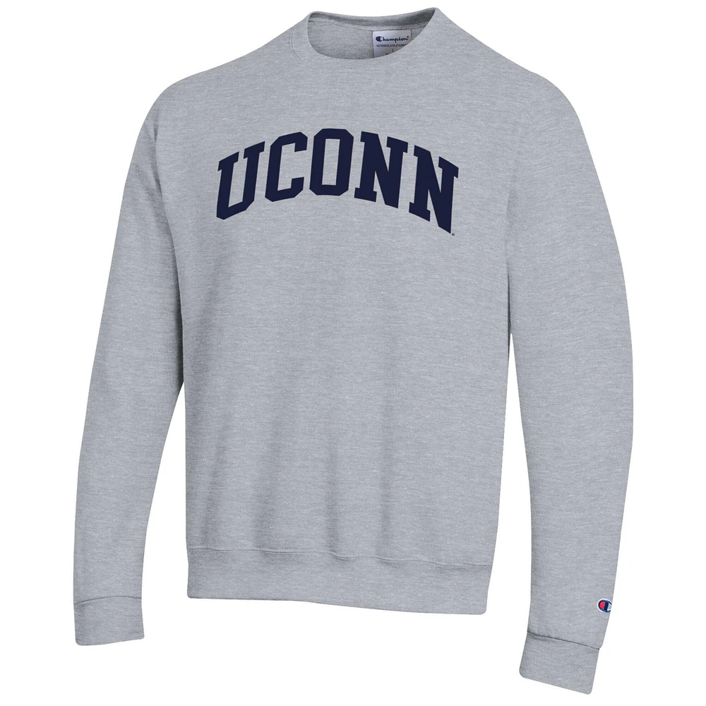 Men's Champion  Heather Gray UConn Huskies Basic Arch Fleece Pullover Sweatshirt