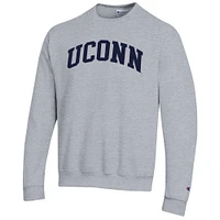 Men's Champion  Heather Gray UConn Huskies Basic Arch Fleece Pullover Sweatshirt