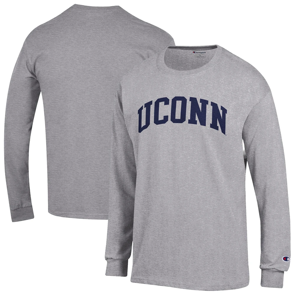 Men's Champion  Heather Gray UConn Huskies Basic Arch Long Sleeve T-Shirt
