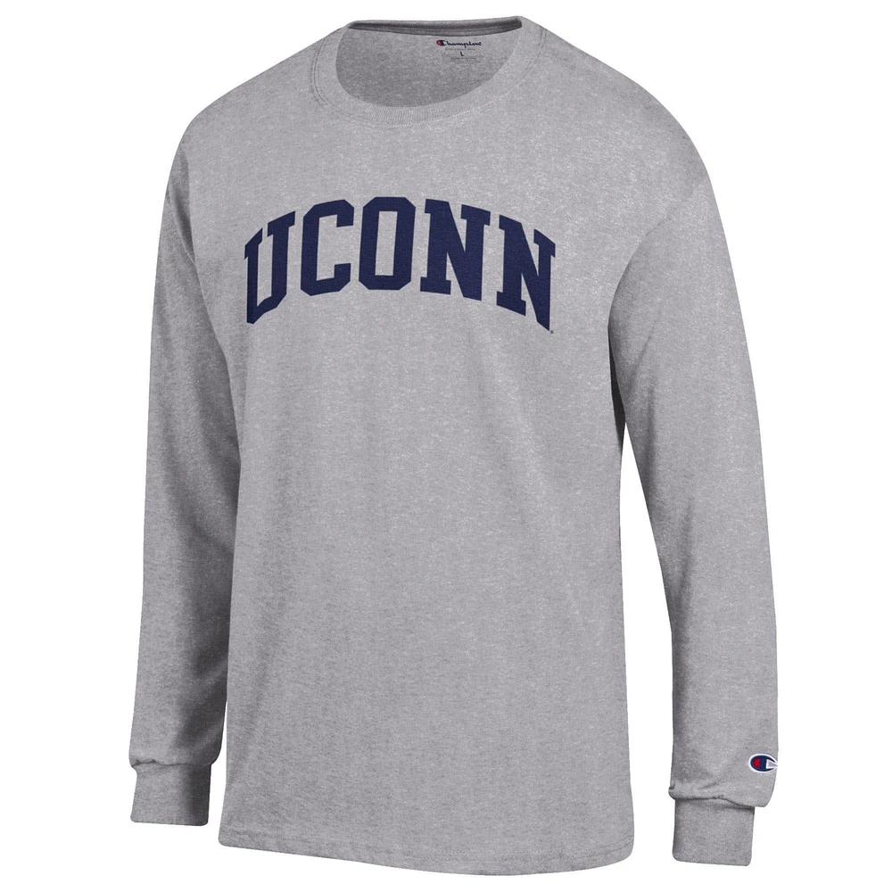 Men's Champion  Heather Gray UConn Huskies Basic Arch Long Sleeve T-Shirt