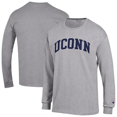 Men's Champion  Heather Gray UConn Huskies Basic Arch Long Sleeve T-Shirt