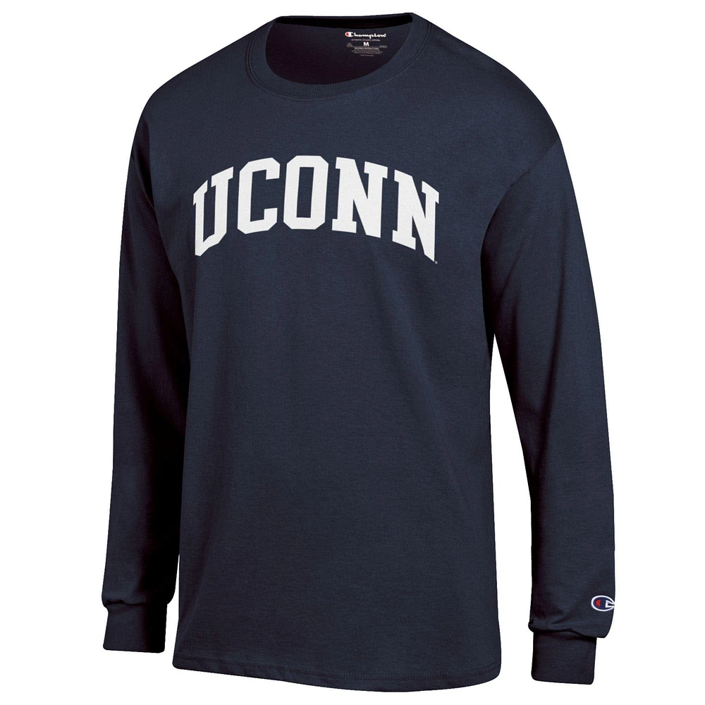 Men's Champion  Navy UConn Huskies Basic Arch Long Sleeve T-Shirt